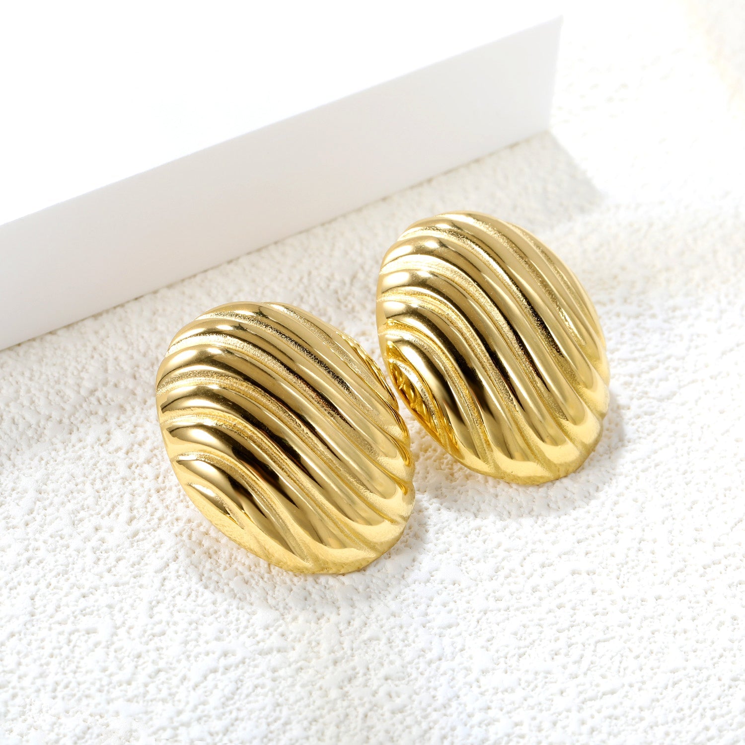 Oval Stripe Earrings 27.5*33.3mm asonjewelry